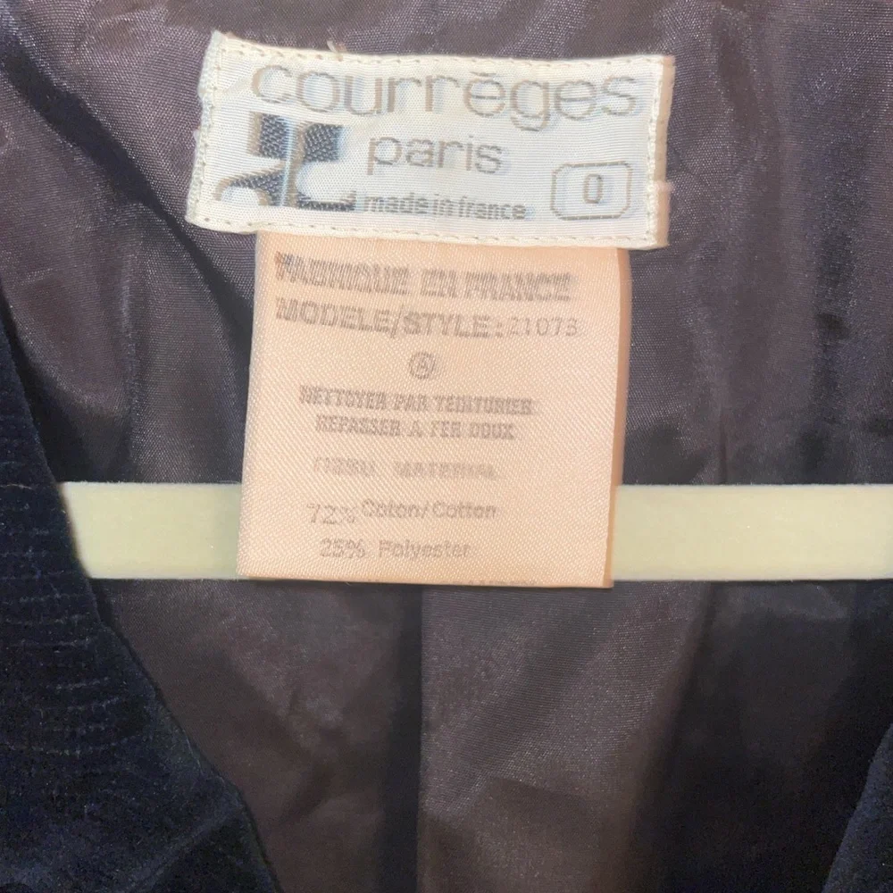 Vintage André Courrèges Paris Black Velvet Blazer Size Small - Picture 7 of 9